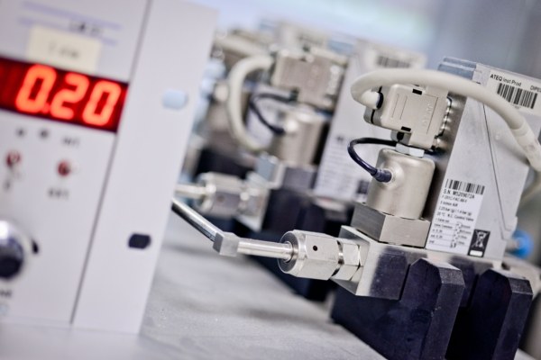 ATEQ technical equipment at a laboratory test bench